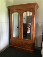 VICTORIAN HUON PINE 2 DOOR WARDROBE WITH