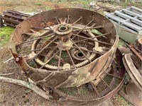 2 GIANT STEEL TRACTOR WHEELS