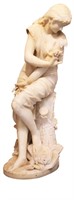 19TH C. ALABASTER FIGURE OF GIRL W/ BUTTERFLY