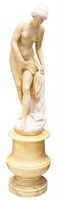 MARBLE CARVED FIGURE OF WOMAN W/ STAND