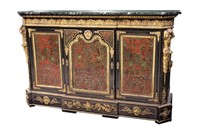 FRENCH BOULLE MARBLE TOP CABINET