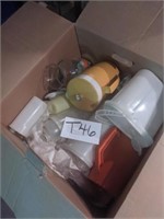 Box of Tupperware-like items