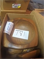 Box of wooden bowls