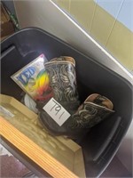 Bin with cowboy boots & Coors light sign