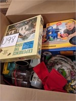 Heavy box of toys, China, glassware, puzzles