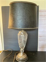 Vintage frosted etched flower glass lamp