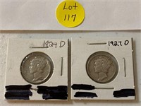 1924D and 1927D Mercury Dimes