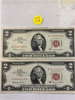 (2) $2 Red Seal Notes Series 1963 and Series 1963A