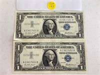 (2) 1957 Silver Certificates (Consecutive Serial N