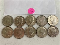 (10) 1965 and 1966 Kennedy 40percent Silver Half D