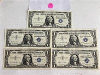 (5) 1957 Series Silver Certificates