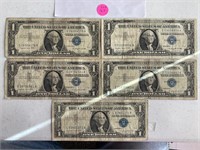 (5) 1957 Series A Silver Certificates