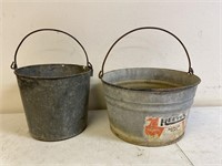 Pair of vintage galvanized buckets