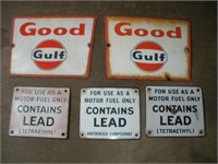 Original Porcelain Gulf Gas Pump Sign age