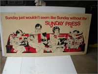 Vintage Sunday Press Cardboard Sign