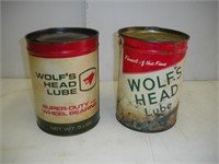 Wolf's Head Vintage Metal Grease Cans