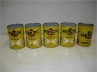Vintage Pennzoil Flat Top Motor Oil Cans - Full
