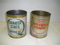 Quaker State & Texaco Metal Cans  8 Inches Tall