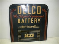 Original Delco Battery Metal Sign  21x21 Inches