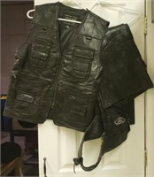 Lot w/ "Italian Stone" Genuine Leather Vest by