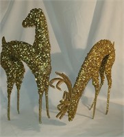 2 -Gorgeous Gold Jeweled Reindeer