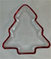 Glass Christmas Tree Serving Dish