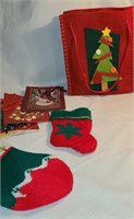 6 bag - Gift Bag Lot -paper, stockings, handmade