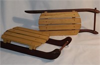 2 Wooden Snow Sleds