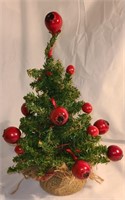 Small Christmas Tree with Apples 12.5" tall