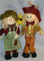 2-Scarecrows (male 14" tall & female 13" tall)