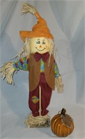 14" tall Scarecrow and ceramic Pumpkin