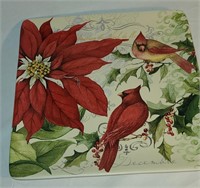 Cardinal and Pointsetta serving tray