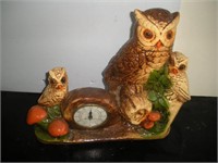 Chalkware Silvis Statuary Owl Clock