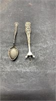Small sterling silver spoon and fork