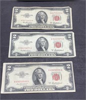 1953a 2 dollar red seals