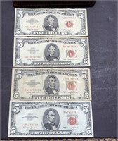 1953 and 1963 5 dollar red seals