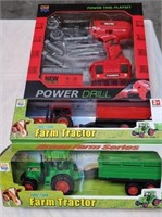 Power Drill Set & Farm Tractor Toys