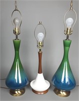 3 Piece Midcentury Lamp Collection