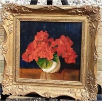 "Geraniums" Muriel Hudson Framed Oil