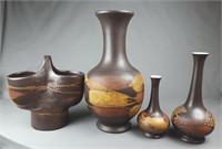 4 Piece Haeger Pottery Vases