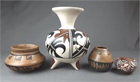 5 Piece Native American Vases/ Bowls
