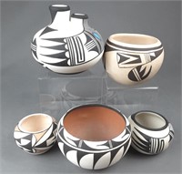 5 Piece Native American Bowls/Vases