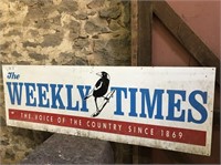 Steel Collectors Sign "Weekly Times" 1800 x 600mm