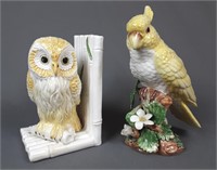 Ceramic Owl and Parrot