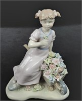 Cosmos Girl with Flower Cart Figurine
