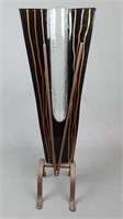 Large Metal Framed Art Glass Vase