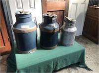 3 Assorted Milk Churns