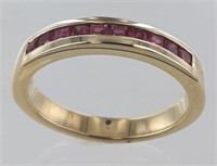 10KT Yellow Gold Created Ruby Ring