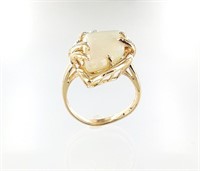 14KT Yellow gold Opal and Diamond Ring