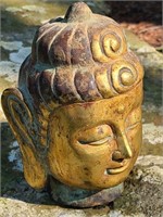 Asian Gold Gilt Cast Buddha Head Figure